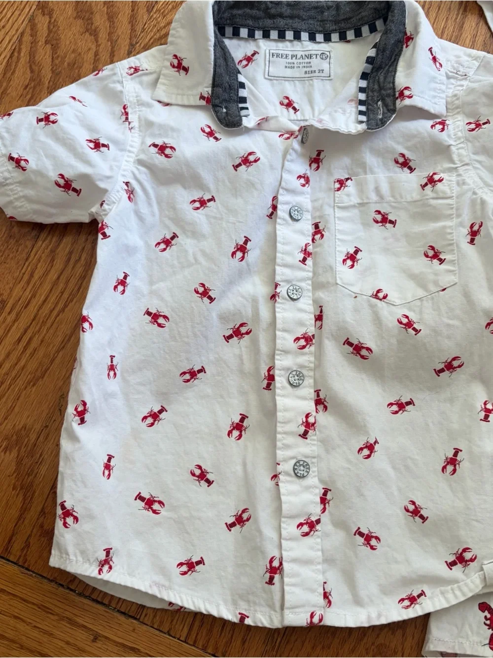 J.Crew Mens XL Red Lobster Print Shirt 2T Toddler Father and Son Set Nautical